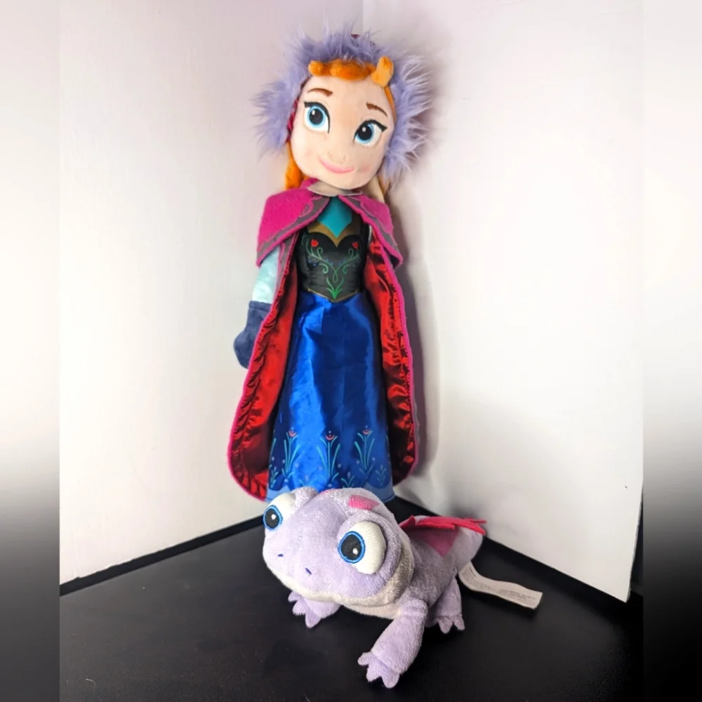 Disney lot 2 Frozen plush characters Anna‎ plush doll & Ice Spirit plush lizard